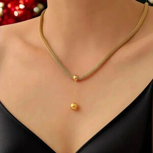 🆕️Elegant 18K Gold Plated Round Bead Charm Necklace – Simple & Stylish Gift ✨️